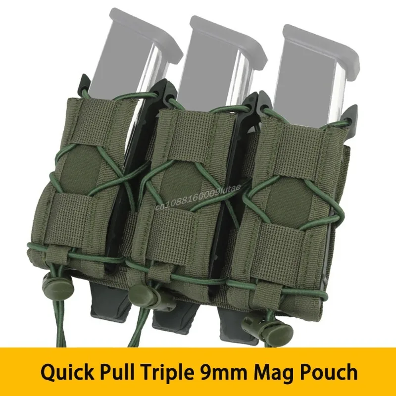 Triple 9mm Magazine Pouch Gun Mag Bag MOLLE Pistol Glock Flashlight Torch Holder Knife Carrier MOLLE Tactical Belt Accessories