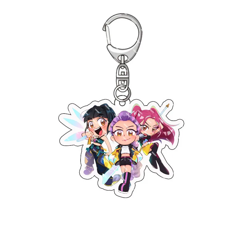 أنيمي KPop شيطان الصيادين الشكل سلسلة مفاتيح مصنوعة من الأكريليك نموذج رومي ميرا زوي آبي عيد ميلاد الديكور عيد الميلاد المشجعين الهدايا كيرينغ