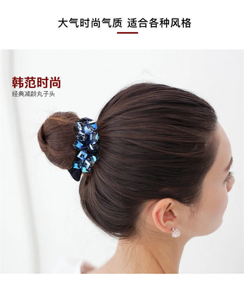 Elegante Kristall Floral Stoff Scrunchies Frauen Mädchen Elastische Haar Gummi Bands Zubehör Krawatte Haar Ring Seil Headwear Kopfschmuck