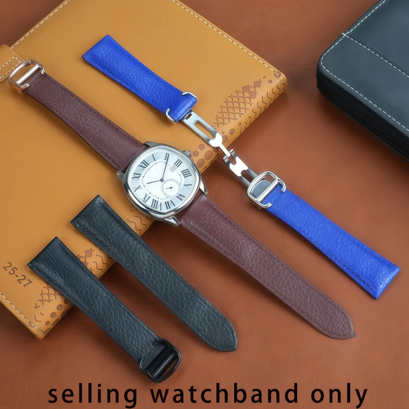 17 مللي متر 18 مللي متر 20 مللي متر 22 مللي متر حزام ساعة جلد البقر ل كارتييه تانك لندن سولو مفتاح الرجال والنساء جلد البقر حزام الساعات سوار #1