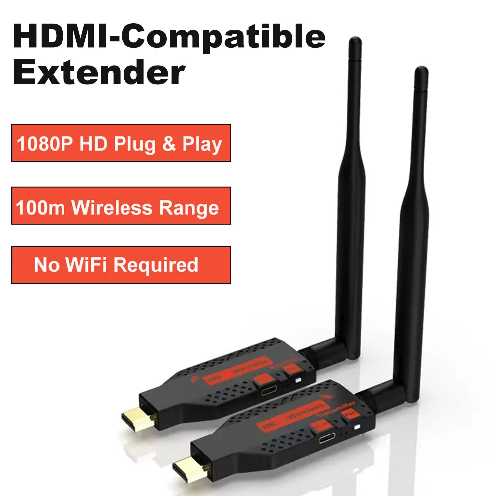 Low Latency 1TX4RX 5.8G HDMI-Compatible Wireless Extender 1080P 100M Plug&Play Mirror Adapter For PC Camera TV Monitor Projector
