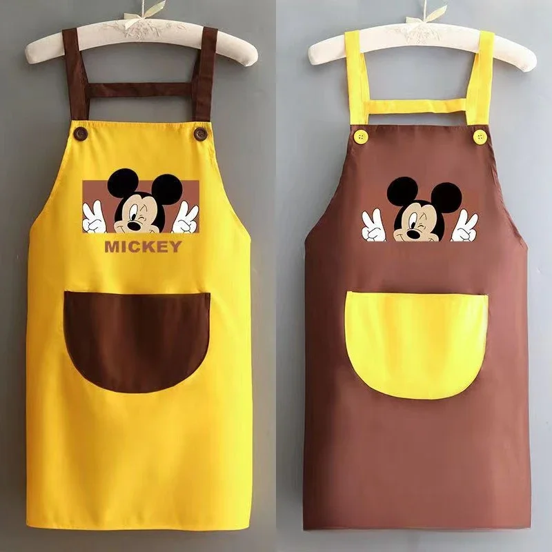 Disney Mickey Mouse Apron Cooking Baking Cartoon Waterproof Housework Anti Fouling Men Women Coffee Overalls Kitchen Supplies