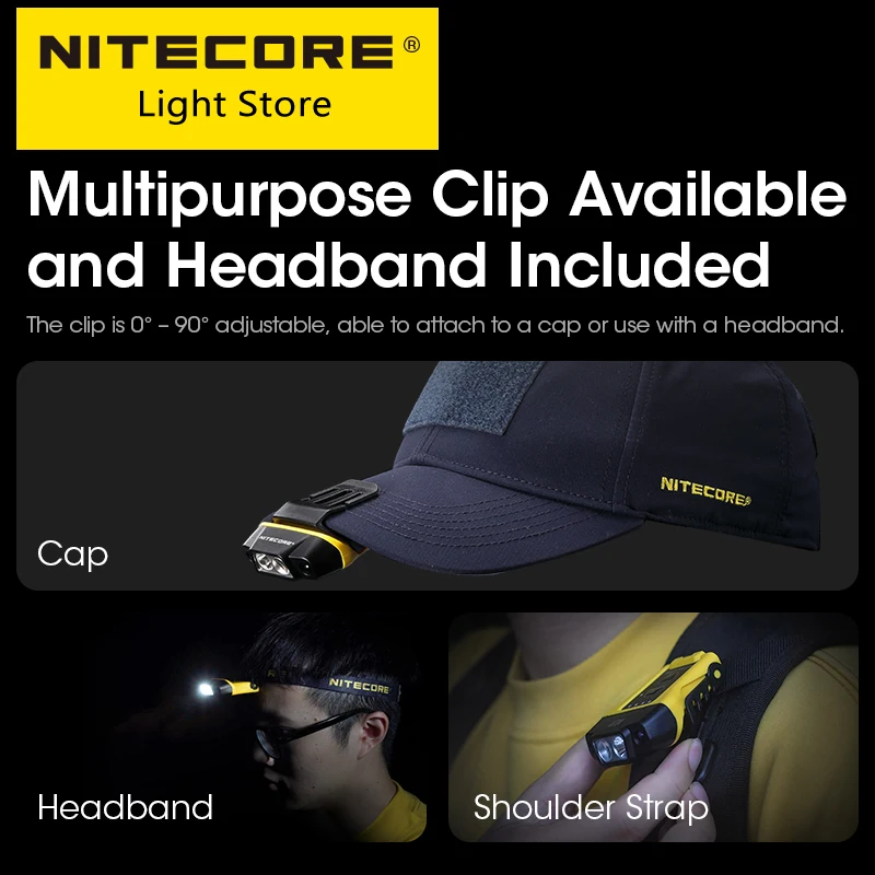 Originale NITECORE NU11 Cap Light Intelligent IR Motion Sensor Clip-on 90 ° angolo regolabile + batteria lampada Night Fishing Trekking