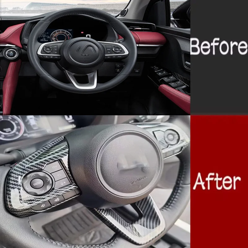 

For Toyota Yaris Ativ/Vois 2023 2024 ABS Carbon Fiber Car Steering Wheel Decoration Cover Trim Frame Sticker Car Accessories