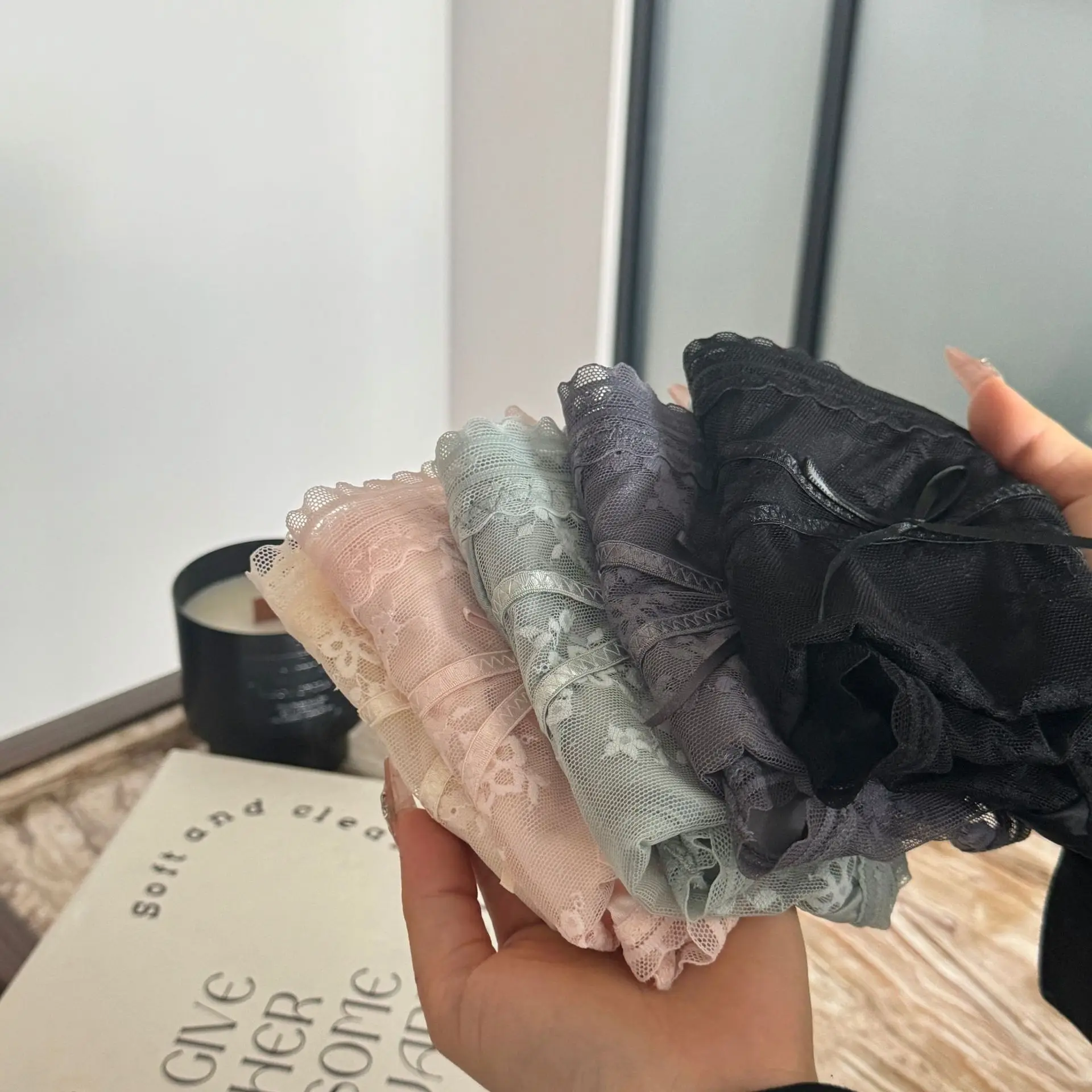 Lace Bow Briefs Sexy Seamless Thin Lingerie Breathable Crotch Panties Women Underwear Femme Female Intimates Mid-Rise Underpants