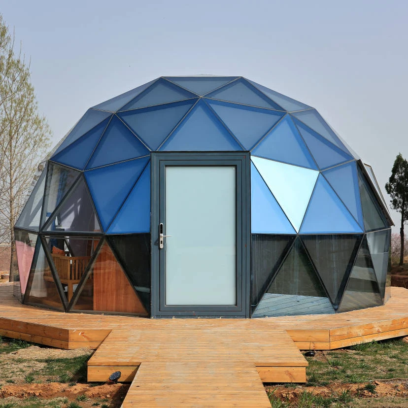 Modern Geodesic Glass Panoramic Dome Shelter Four-Season Waterproof Design for Glamping Resorts Stargazing Eco Tourism
