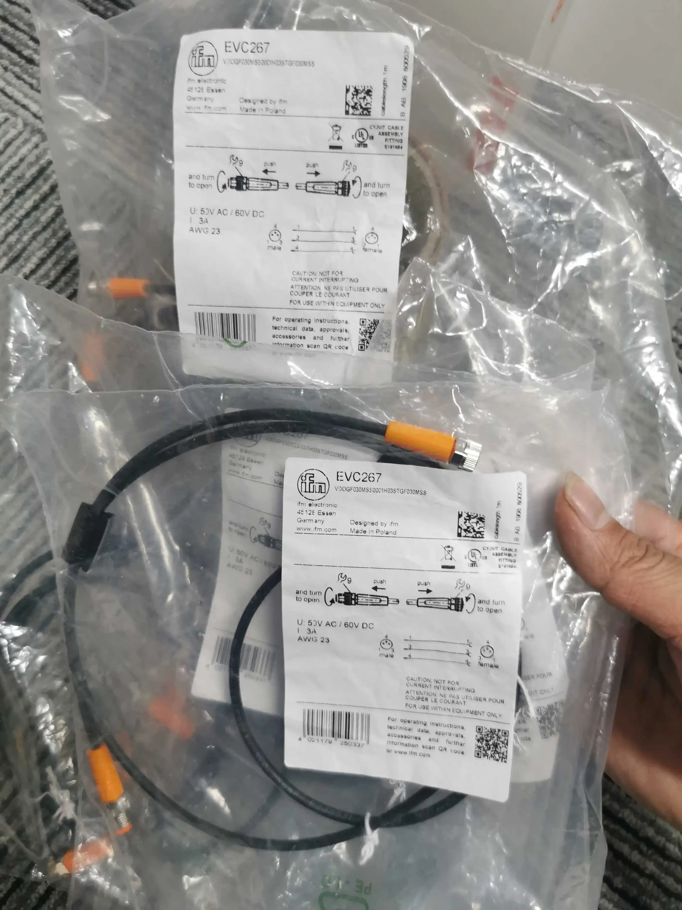 

New original IFM EVC267 sensor connection cable