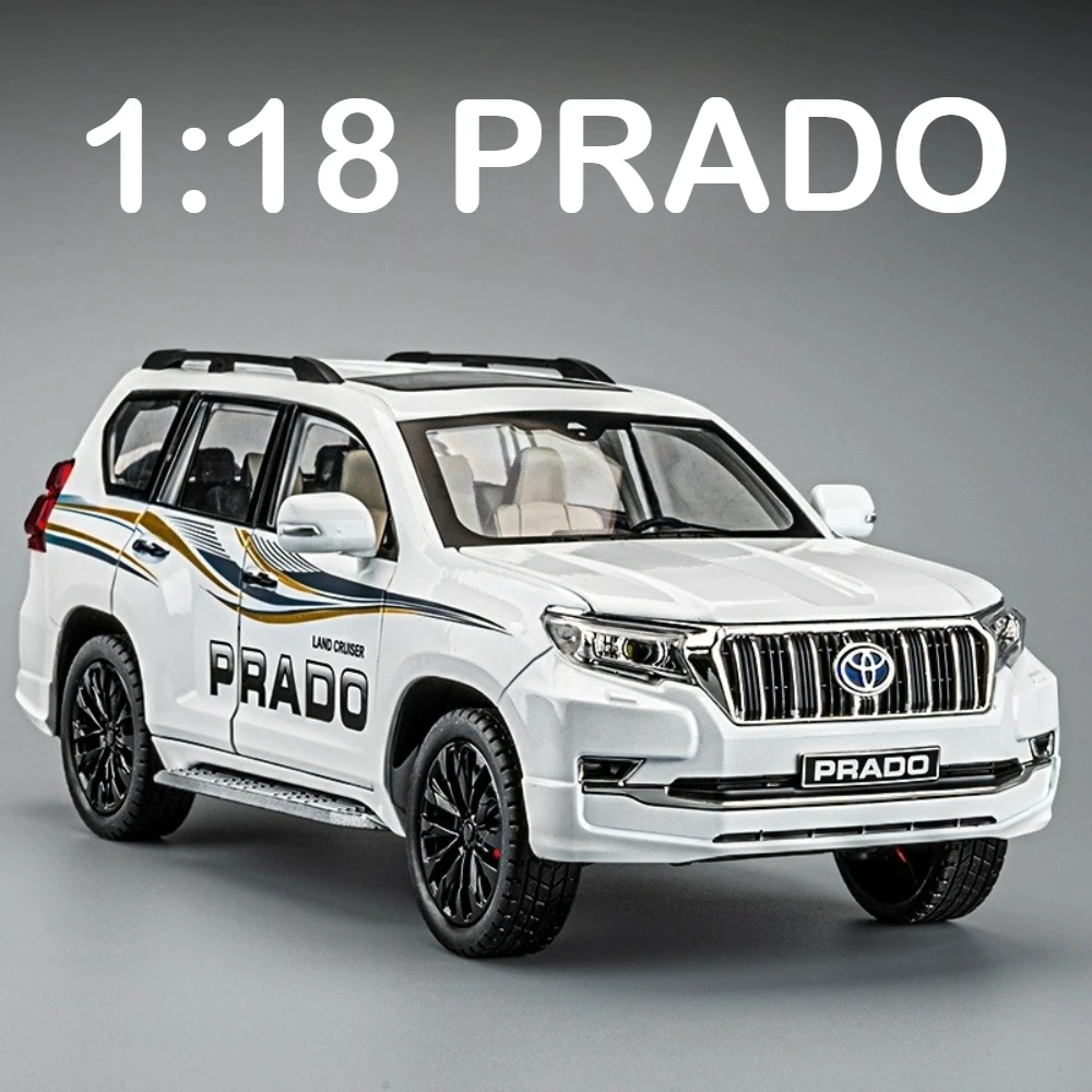 1:18 PRADO LC300 Toys Alloy Miniature Model Diecast Cars 6 Doors Opened Sound Light Pull Back Vehices Friend's Birthday Toy Gift