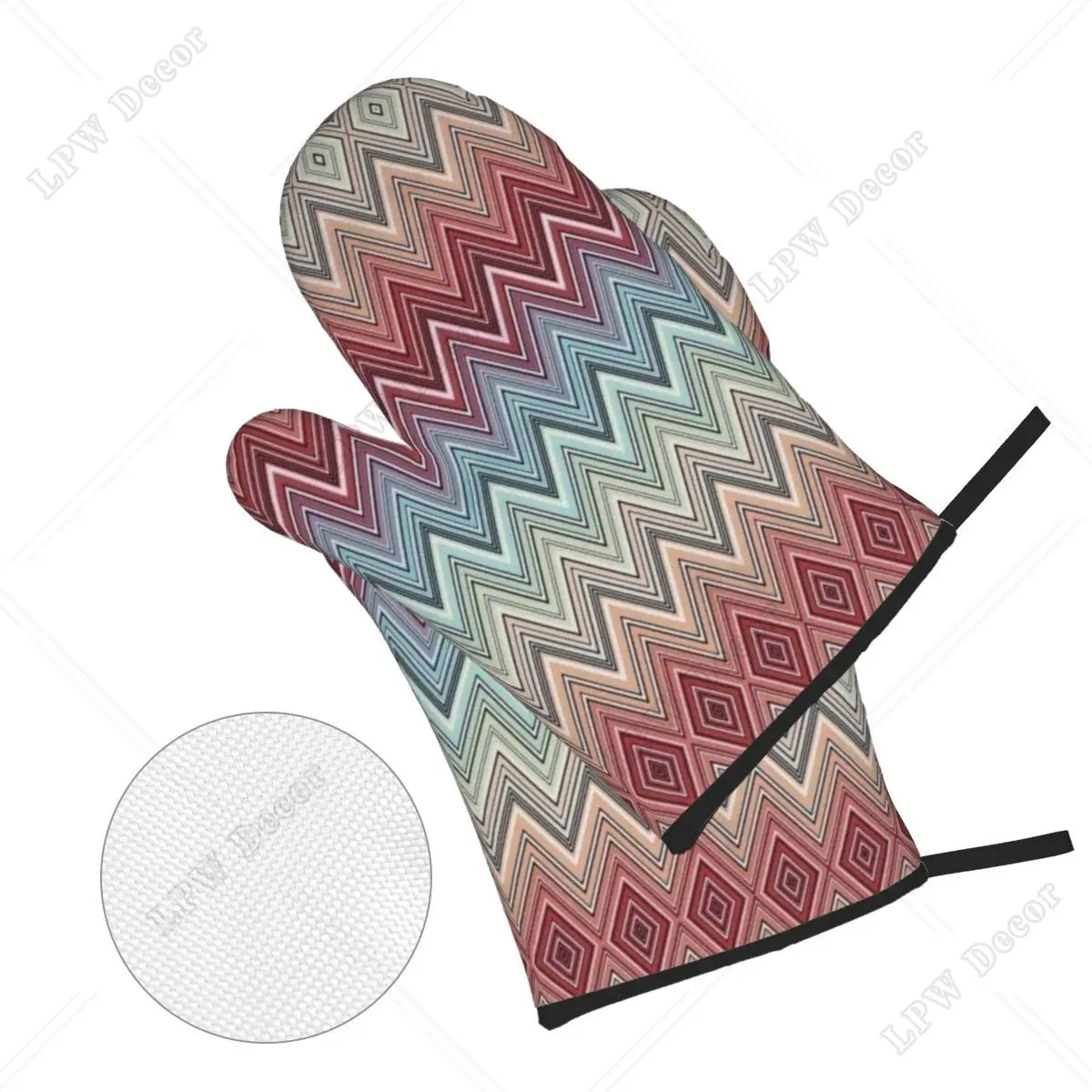 Zigzag Oven Mitts and Pot Holders Sets of 4 for Baking Cooking Non-Slip Heat Resistant  Zig Zag Kitchen BBQ Gloves Potholders