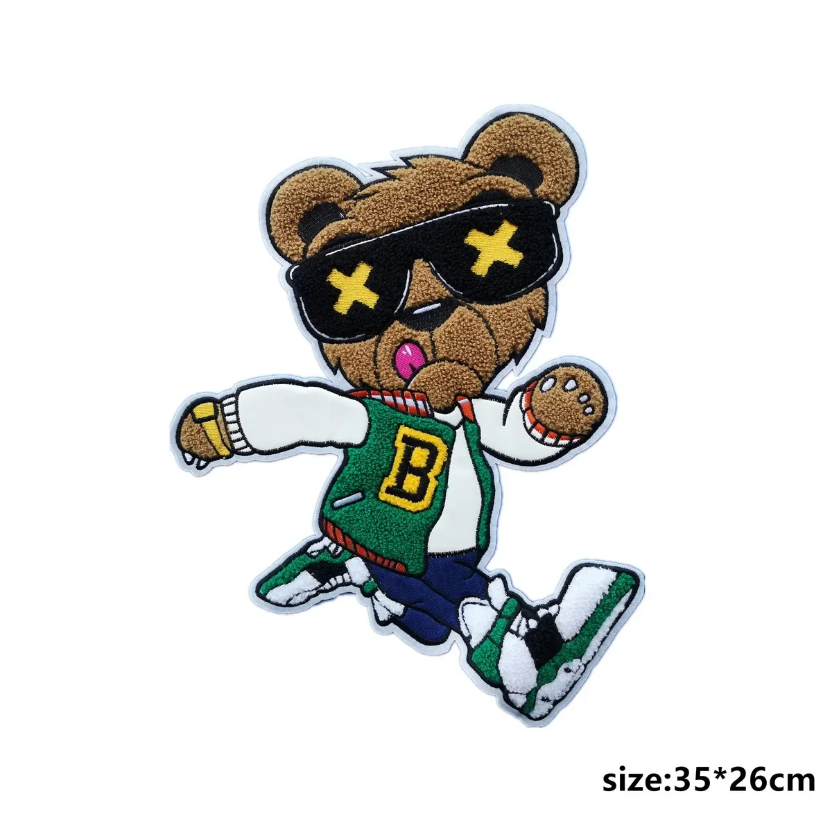 Wholesale Embroidery Chenille Letter Bear Patch,running Bears Patches,cartoon Badges Appliques for Clothing,DIY Accessory FD3046