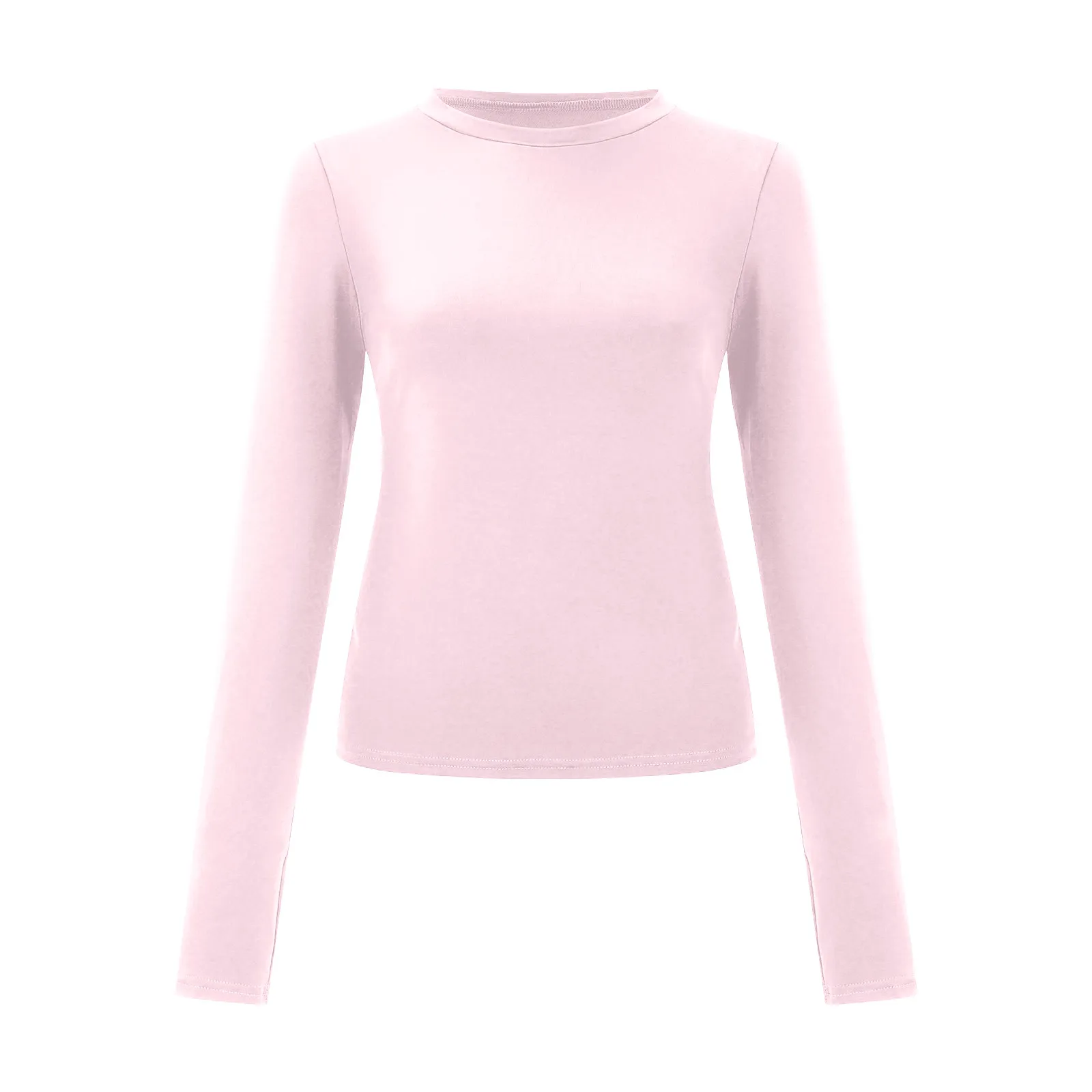 Pink Womens Long Sleeve T-Shirt Y2k Slim Fit Basic Crop Tops Spring Streetwear Tees Top Womens Clothing