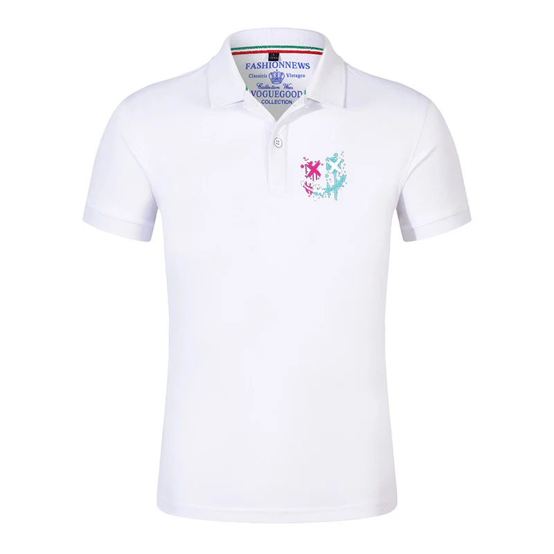 smile face Print 2025 New Summer Casual Comfortable Streetwear Short Sleeve Men's Solid Color Versatile Polo Shirts