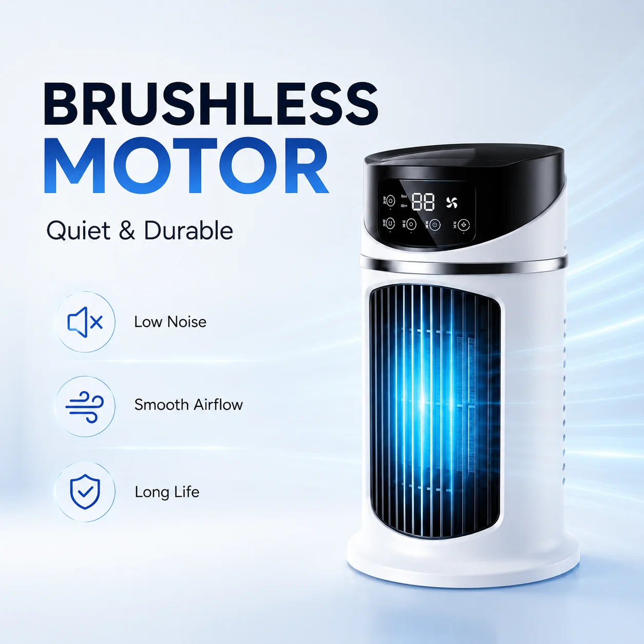 Refroidisseur évaporatif silencieux à 6 vitesses, ventilateur humidificateur portable pour la maison et le bureau