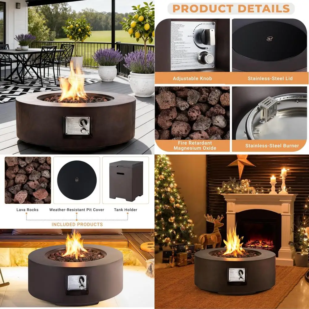 

Outdoor Propane Fire Pit Table, 30 Inch Gas Fire Pit, 50,000 BTU Auto-Ignition, Weather-Resistant Steel Fire Table for Patio