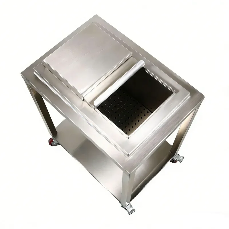 304 Stainless Steel Insulated Ice Bin Thickened Thermal Storage Container for Bar Cafe Milk Tea Shop