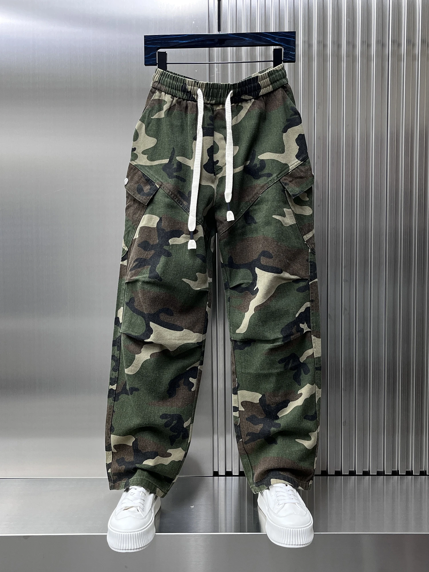

Мужские камуфляжные рабочие брюки Haome: Новинка осени, американский уличный стиль, прямые повседневные брюки больших размеров, модный бренд