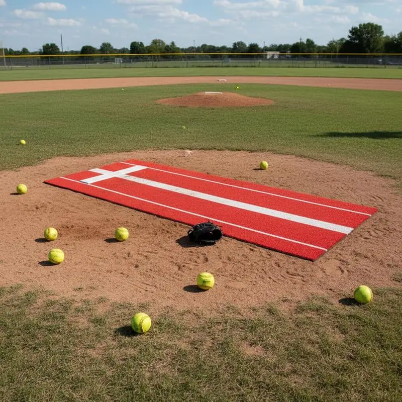 

Softball Pitching Turf 10x3 ft For Indoor Outdoor Training Professional Practice Red Portable Rubber Mound Fastpitch Equipment Pitchers Foam Backing Turf Mat