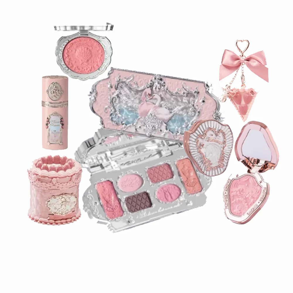 

Flowerknows Бесплатная комбинация макияжа 4 шт. Набор грязевой хайлайтер для губ Пудра Румяна Тени для век Профессиональный макияж Подарок для девочки