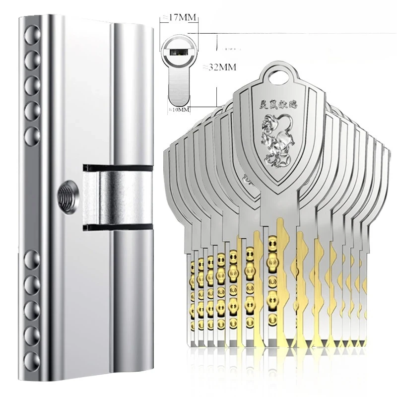 European Standard Lock Cylinder Super C-class Anti-theft All Copper Lock Cylinder Household Entrance Door Lock 12PCS Master Keys