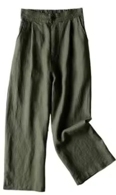 American style New Fashion Women's Cotton Linen Solid Color Casual Trendy Wide Leg Straight Loose Trousers Female Pants Clothes