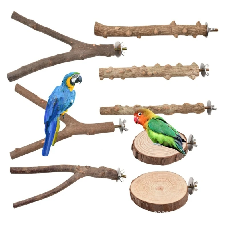 8 Pcs Parrots Grinding Scratcher Perch Stands Birds Stand Natural Grinding Branch Paw Climbing Standing