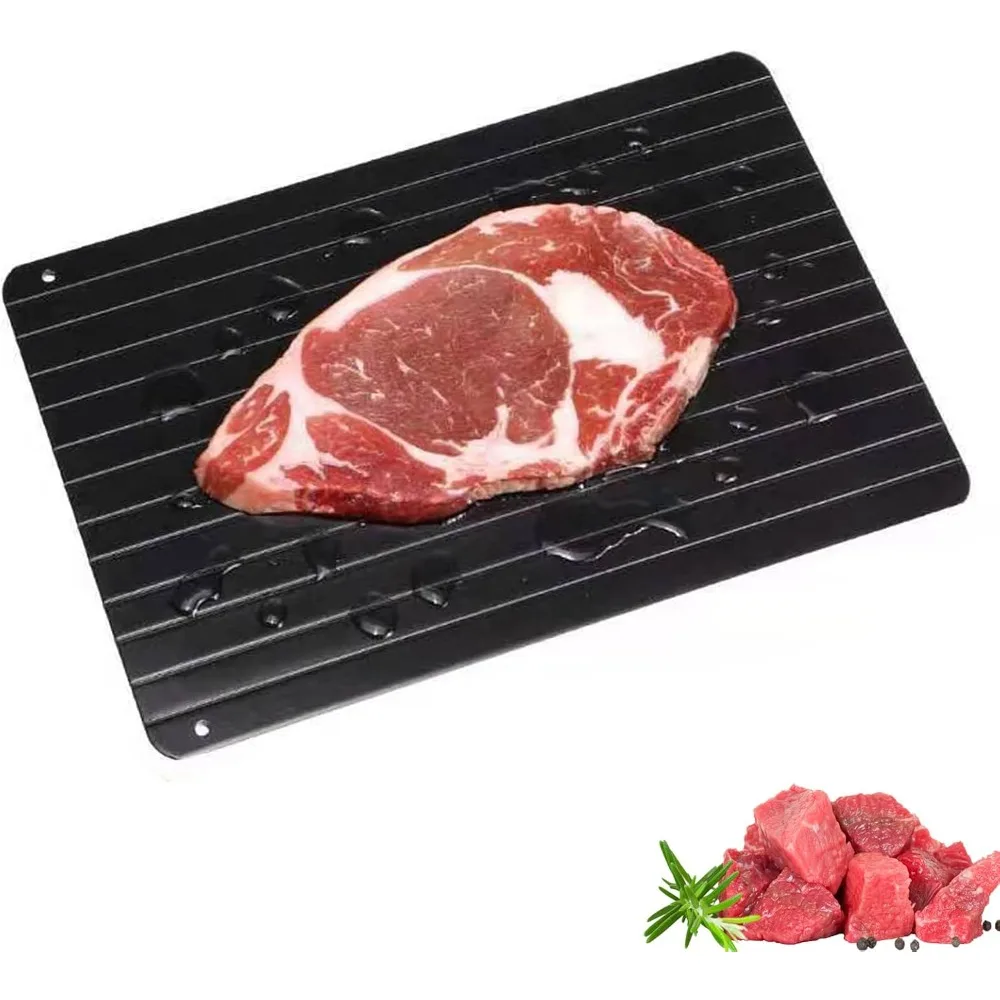 Fast Defrost Tray Aluminum Thawing Tray Non Stick Meat Defroster Plate for Fish Chicken Fruit and Vegetables Kitchen Supplies