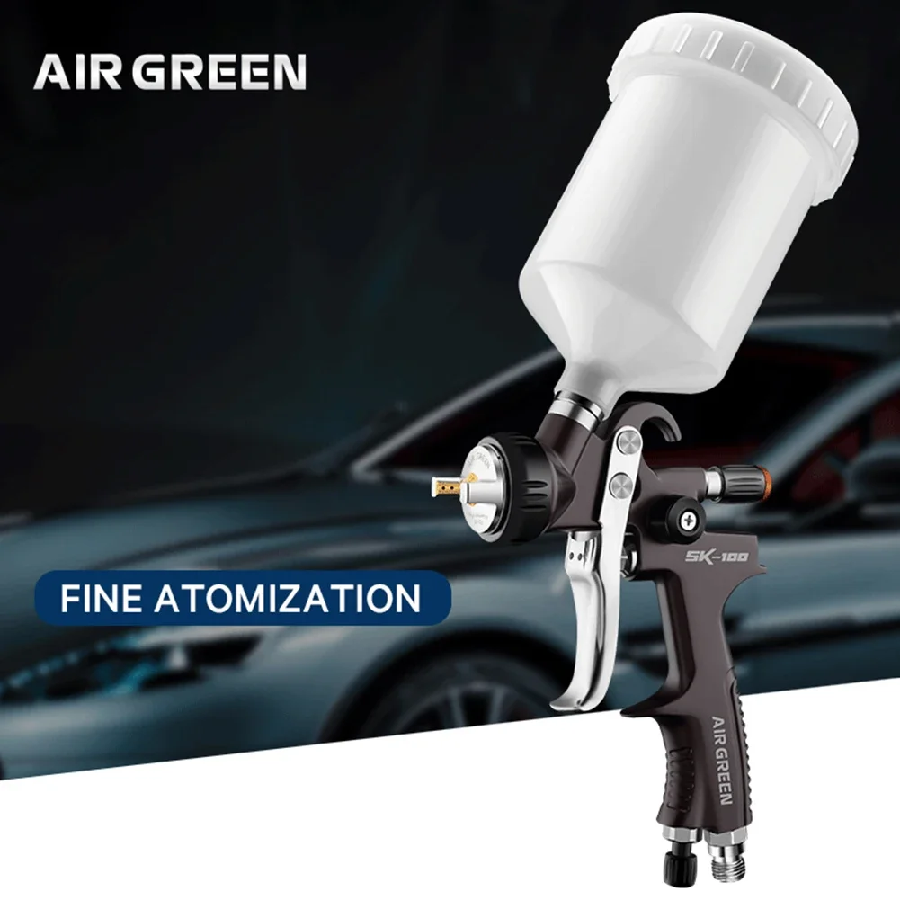 SK100 Gravity Spray Gun HVLP Pneumatic Air Paint Spray Machine High Atomization Adjustable 600ml for Car Primer Surface Spraying