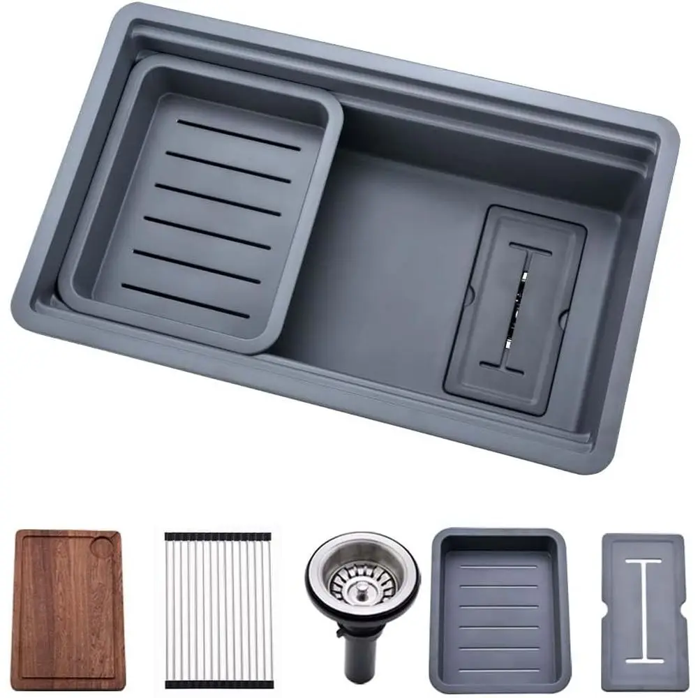 

Кухонная раковина-столешница 30 дюймов – Кухонная раковина-столешница 30x18 дюймов, серая, с двойными подставками, для установки под столешницу