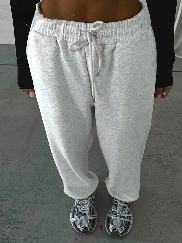 Autumn Women's Gray Sports Pants with Elastic Jogging Vintage Classic Brown Sweatpants for Women