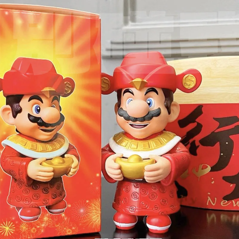 

Mario God of Wealth Model Game Super Mario Action Figure Toys Manga 16cm Ornaments Peripheral Figuras Anime Gift for Children
