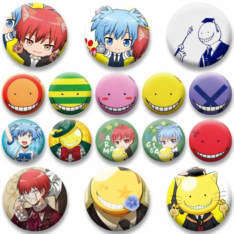 Anime Assassination C-Classroom Round Badge Funny Cartoon Role Playing Brooch Korosensei Nagisa Pins Clothes Hat Bag Accessories