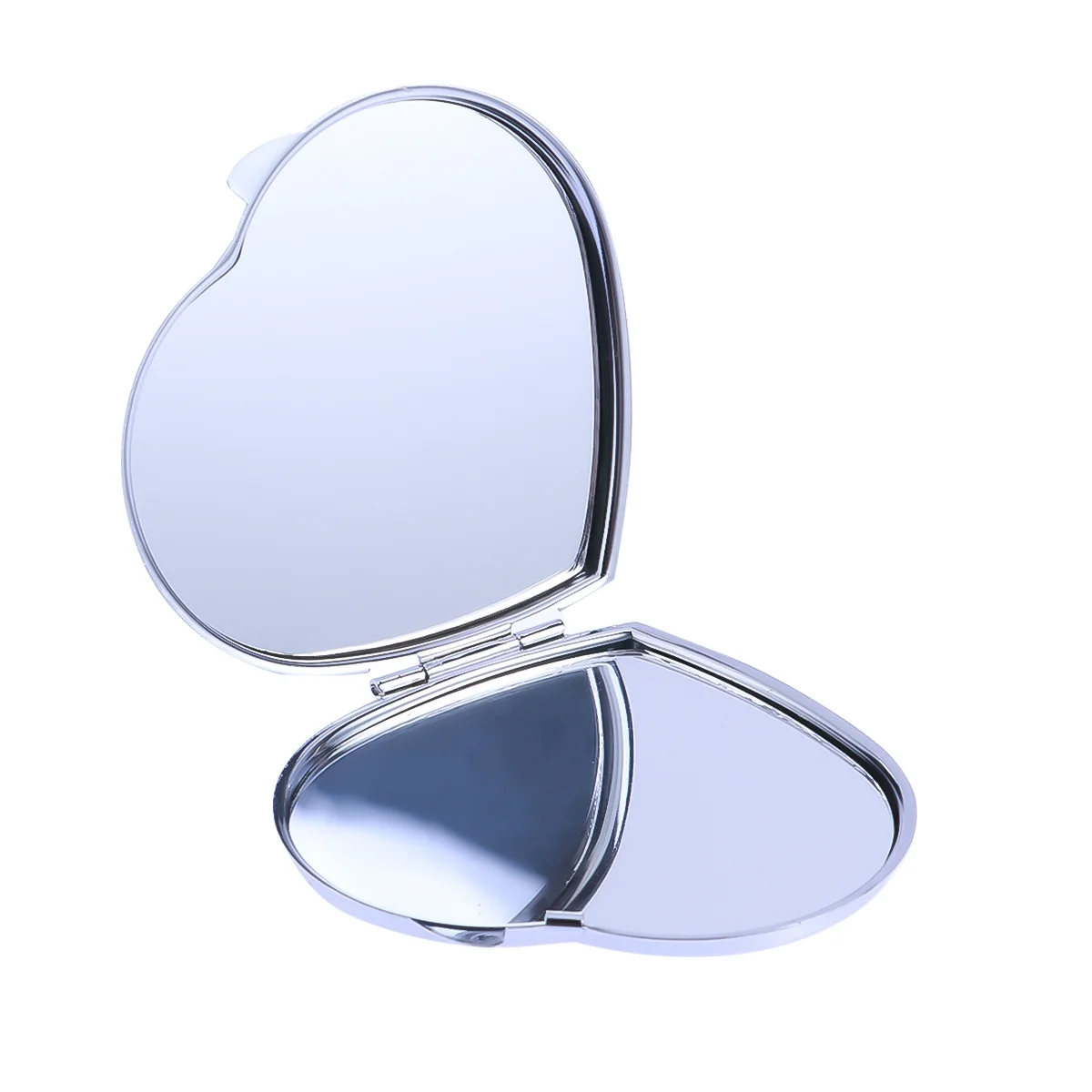 Folding Mirror Compact Dual Sided Heart Shape Portable Makeup Travel Mirror Lightweight Metal Case High Definition Reflection