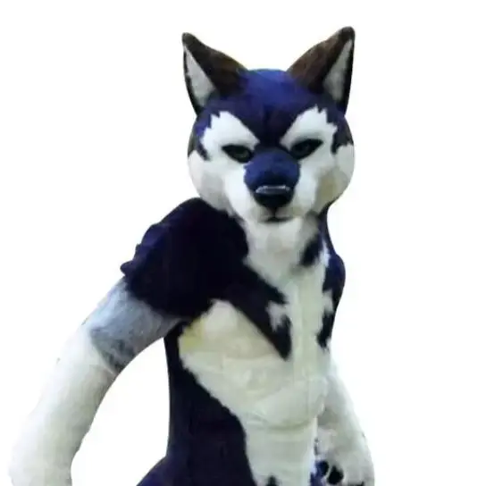 طويل الفراء أجش الكلب الثعلب زي التميمة Fursuit هالوين فروي الدعاوى حفلة موكب الكرتون ملابس حفلة تنكرية الدعائم
