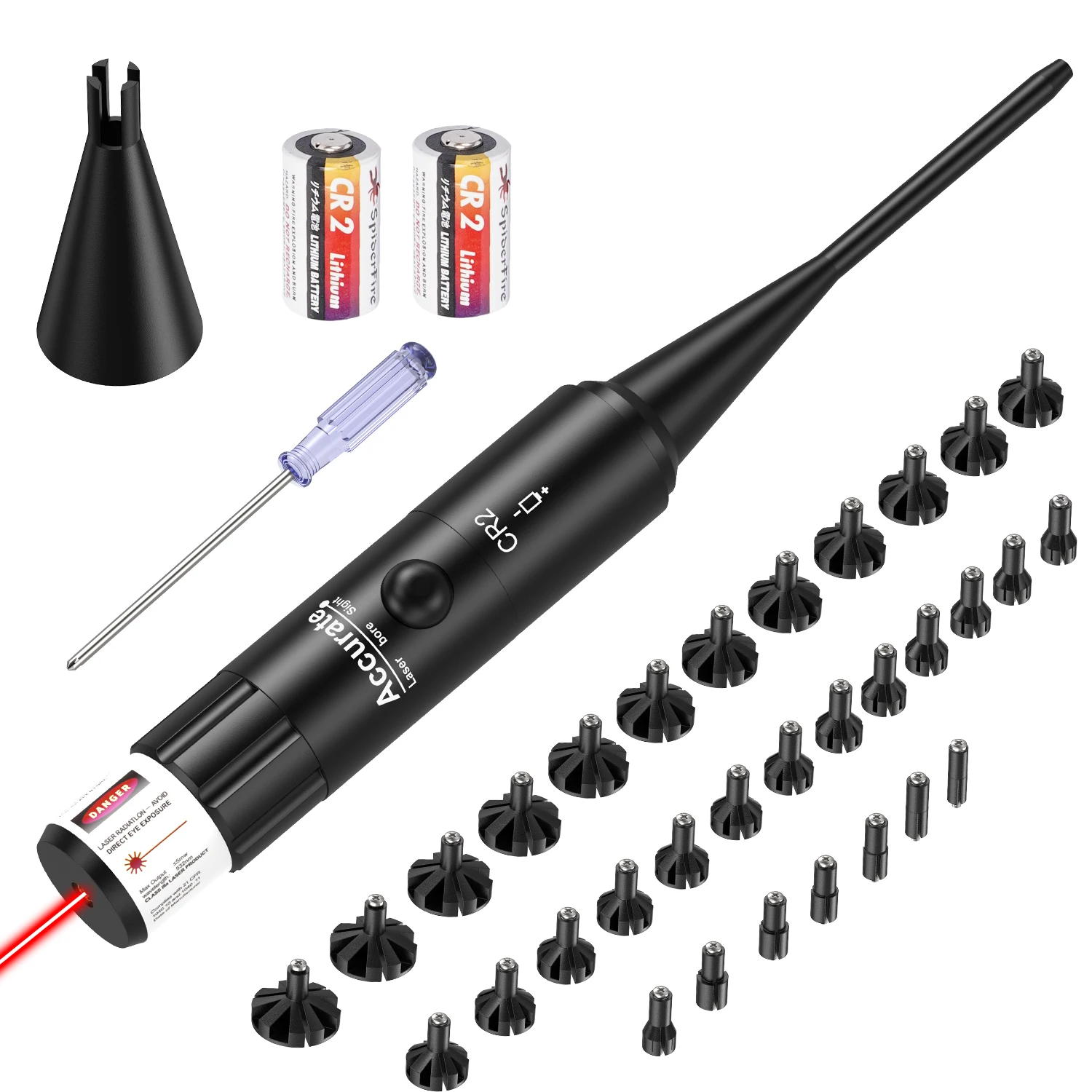Multi-Caliber Laser Boresighter Kit with 32 adapters, covering .17 to 12GA, green laser. - view 6