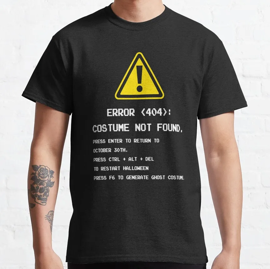 

ERROR 404 costume not found, 404 Error graphic t shirts funny 404 Error Script Humor gift t shirt for Programmer large size tops