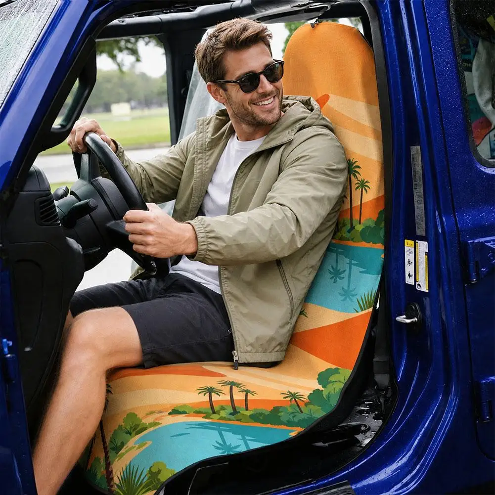2-in-1 Quick Dry Beach Towel Convertible Car Seat Cover Waterproof Sand Proof Cushion for Swimming Camping