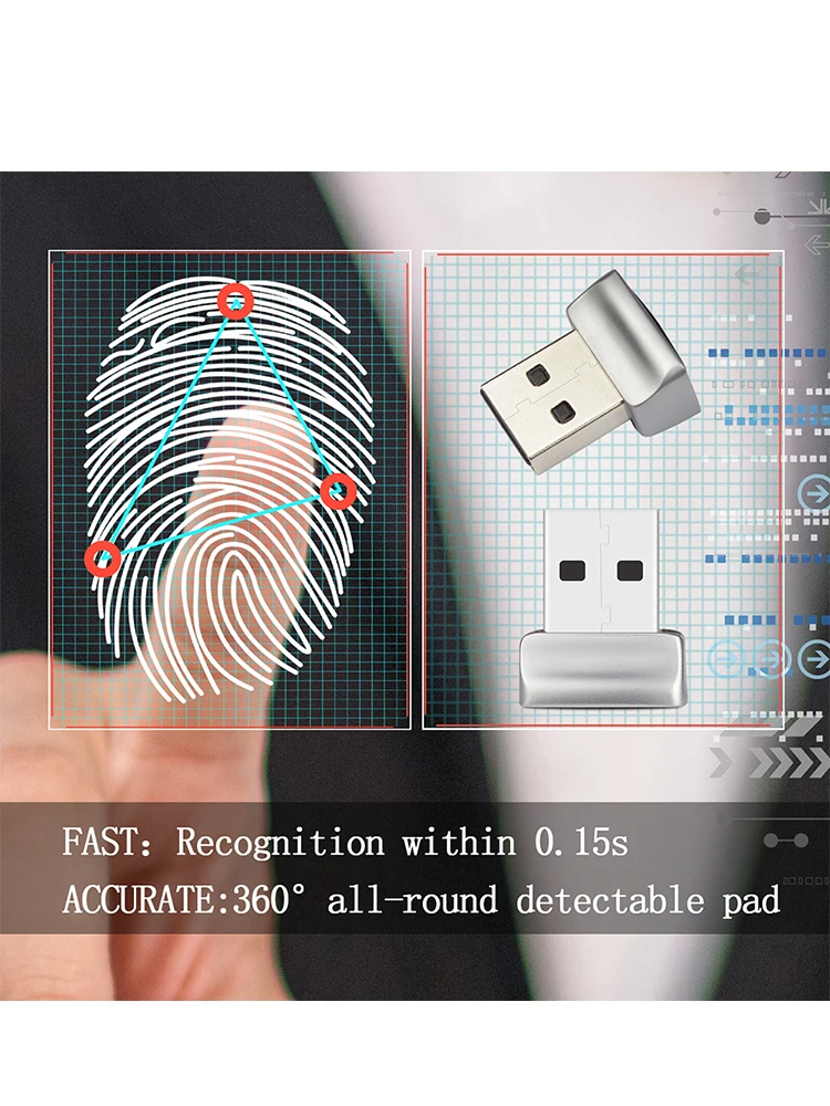Pemindai Kunci Notebook Sidik Jari USB Laptop Bebas Kata Sandi untuk Windows 10 Hello PC Notebook Lock Pemindai Biometrik