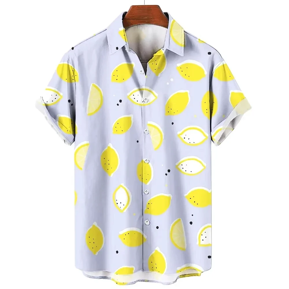 Hawaiian Shirt Men 3D Fruit Print Shirts Summer Men's Clothing Coconut Pattern Short Sleeve Top Casual Streetwear Oversized Tees