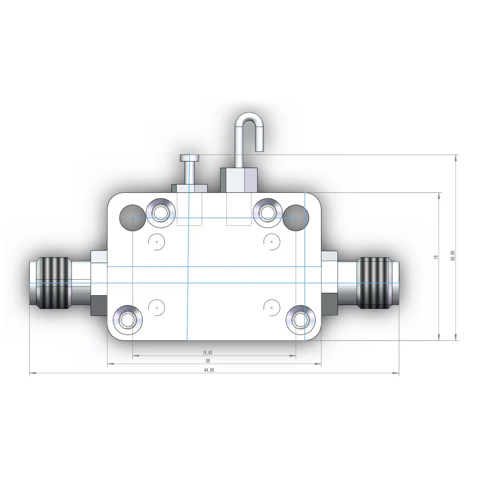 10MHz-10GHz Wideband RF Bias Tee Coaxial DC Injector for SDR for Amateur Radio 50V 0.4A Aluminum Alloy