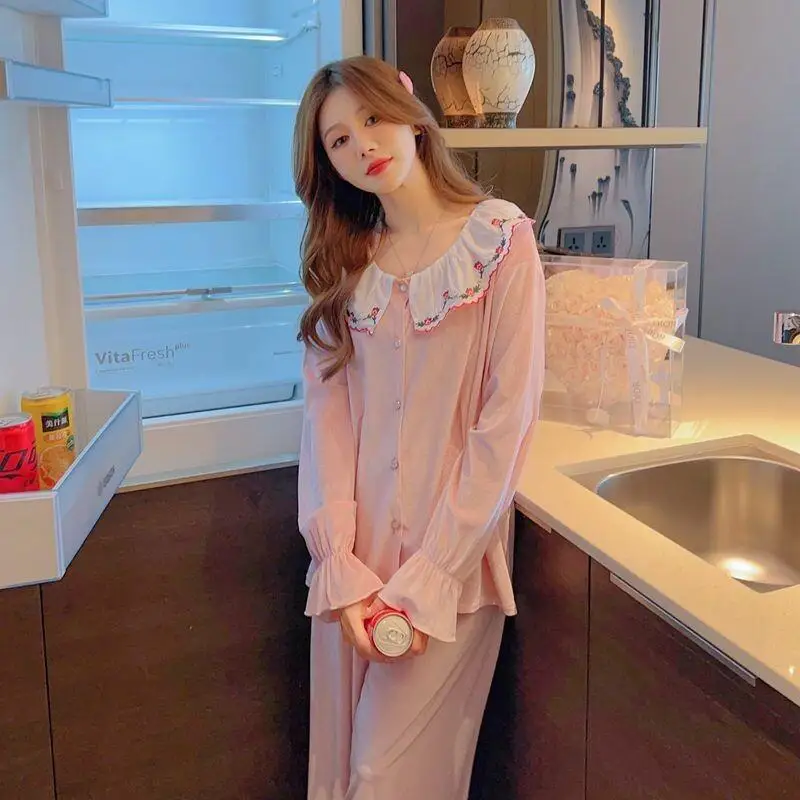 

Pajama Women's New Style Princess Wind Internet Famous Autumn and Winter Home Suit Set Women Pajama Set Cute and Soft Pajama Set