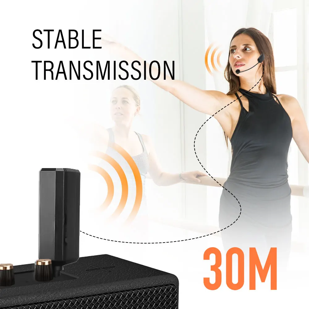 LMBGM ME300 Wireless Headset Microphone System, Small Size USB Rechargeable Teaching MIC for Live, Meetings, Outdoor Performance
