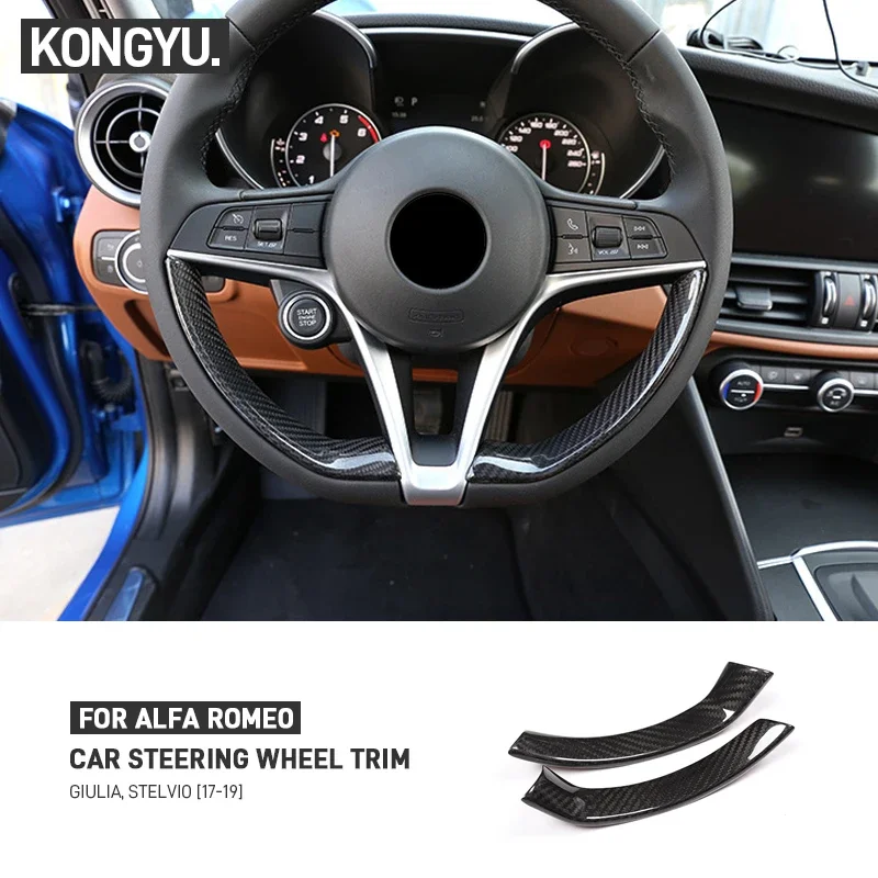 Steering Wheel Trim for Alfa Romeo Stelvio Giulia 2017-2019 Carbon Fiber Real Carbon Fiber Interior Accessories Decorative