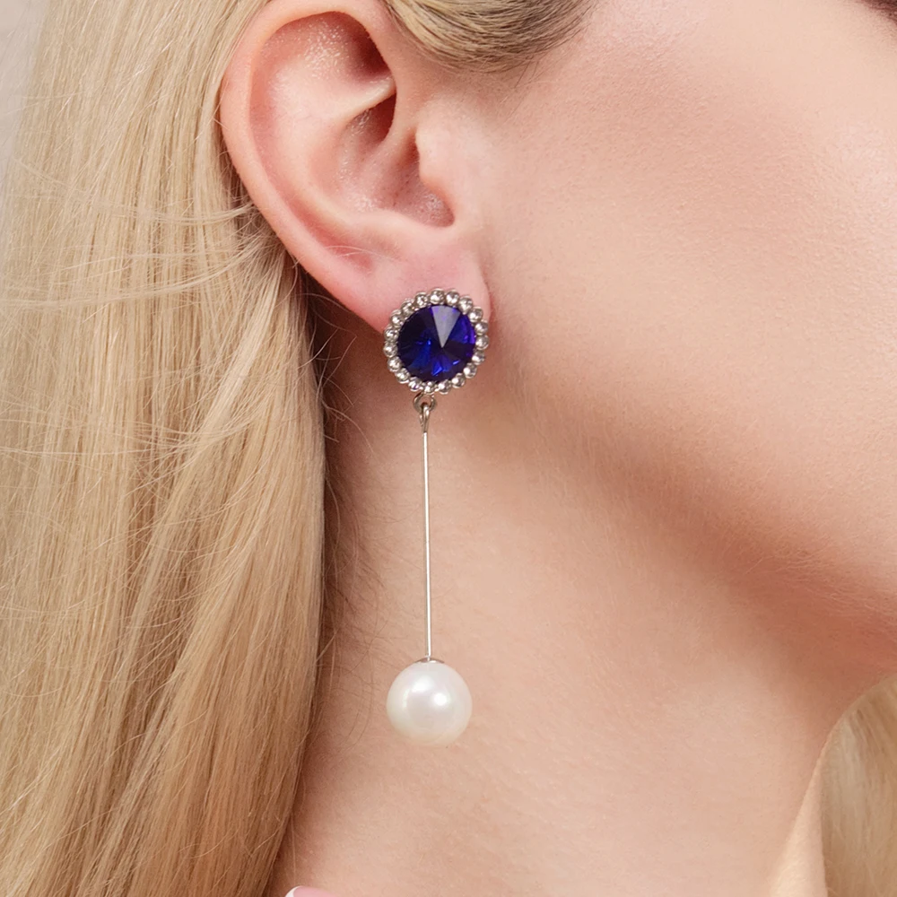 Korean Fashion Vintage Dynamic Imitation Pearl Earrings For Women 2023 Luxury Shiny Glass Jewelry New Long Eardrop Girls Jewelry