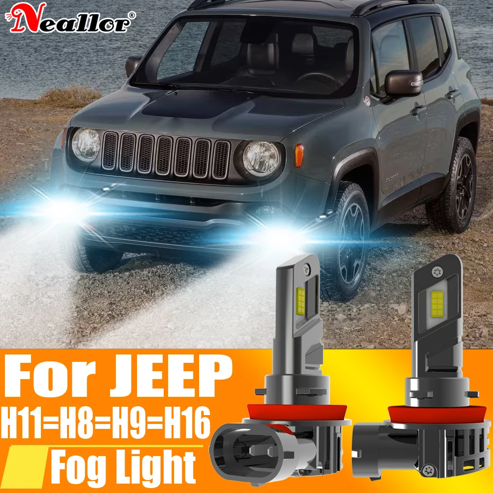 

2pcs H11 H8 H16 H9 Led Fog Lights Headlight Canbus Car Bulb 6000K Diode Driving Running Lamp 12v 55w For Jeep Renegade Cherokee