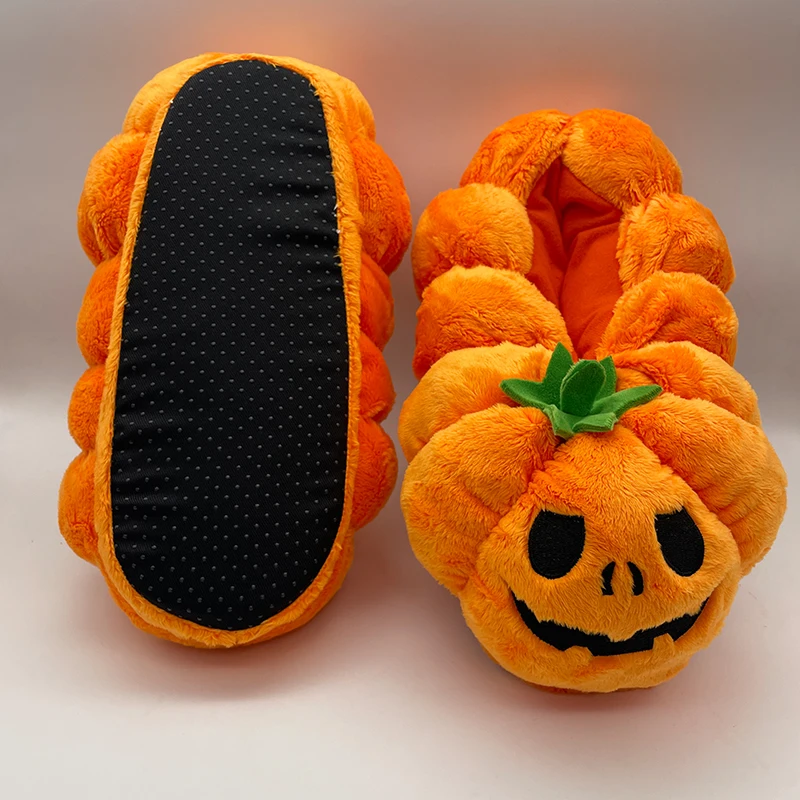 Highland Cow Halloween Pumpkin Slippers Backpacks Plush Fluffy Lantern Bags Slipper with Socks Bedroom Funny Shoes Gifts