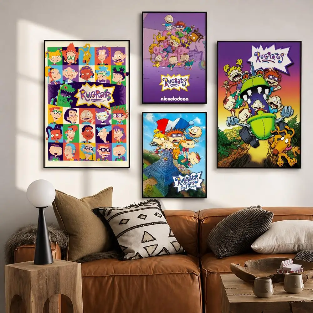 CARTOON R-Rugrats Poster HD Art Stickers Self-Adhesive Painting Modern Home Decor For Bedroom Living Room Wall Decals Gift
