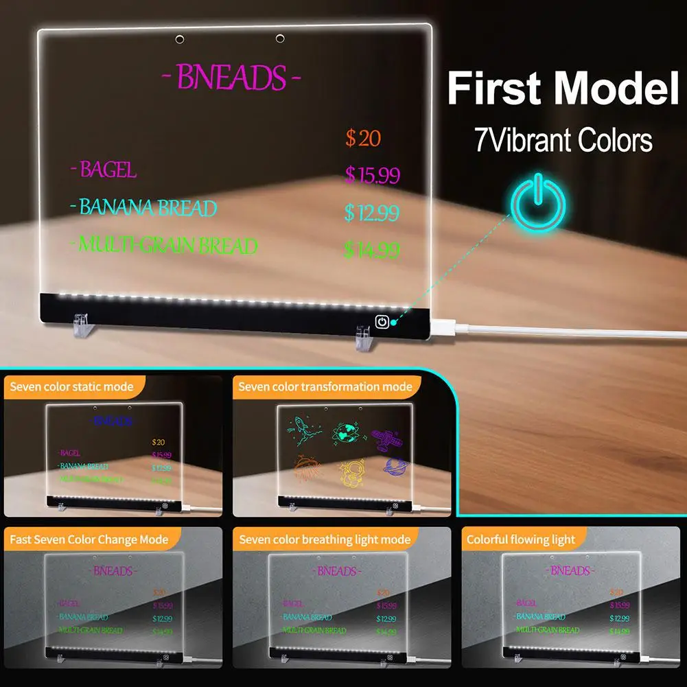 تابلت رسم LED قابل لإعادة الشحن، لوحة توهج متغيرة الألوان الحساسة باللمس، لوحة كتابة إبداعية يمكنك صنعها بنفسك، هدية عيد ميلاد عيد الميلاد #4