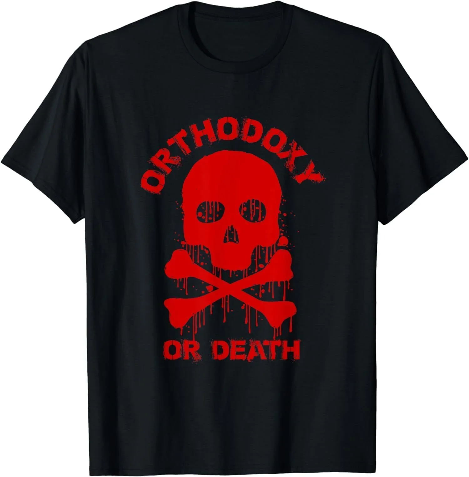 

Russian Eastern Orthodox Blood Skull Orthodoxy or Death T-Shirt 100% Cotton O-Neck Short Sleeve Casual Mens T-shirt Streetwear