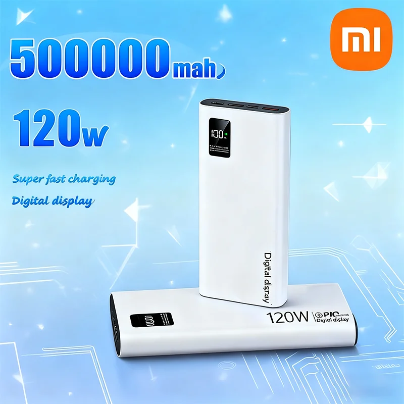 Xiaomi 500000mAh بنك الطاقة عالي السعة 120W شحن سريع شاحن بطارية محمول آيفون سامسونج هواوي الساخن