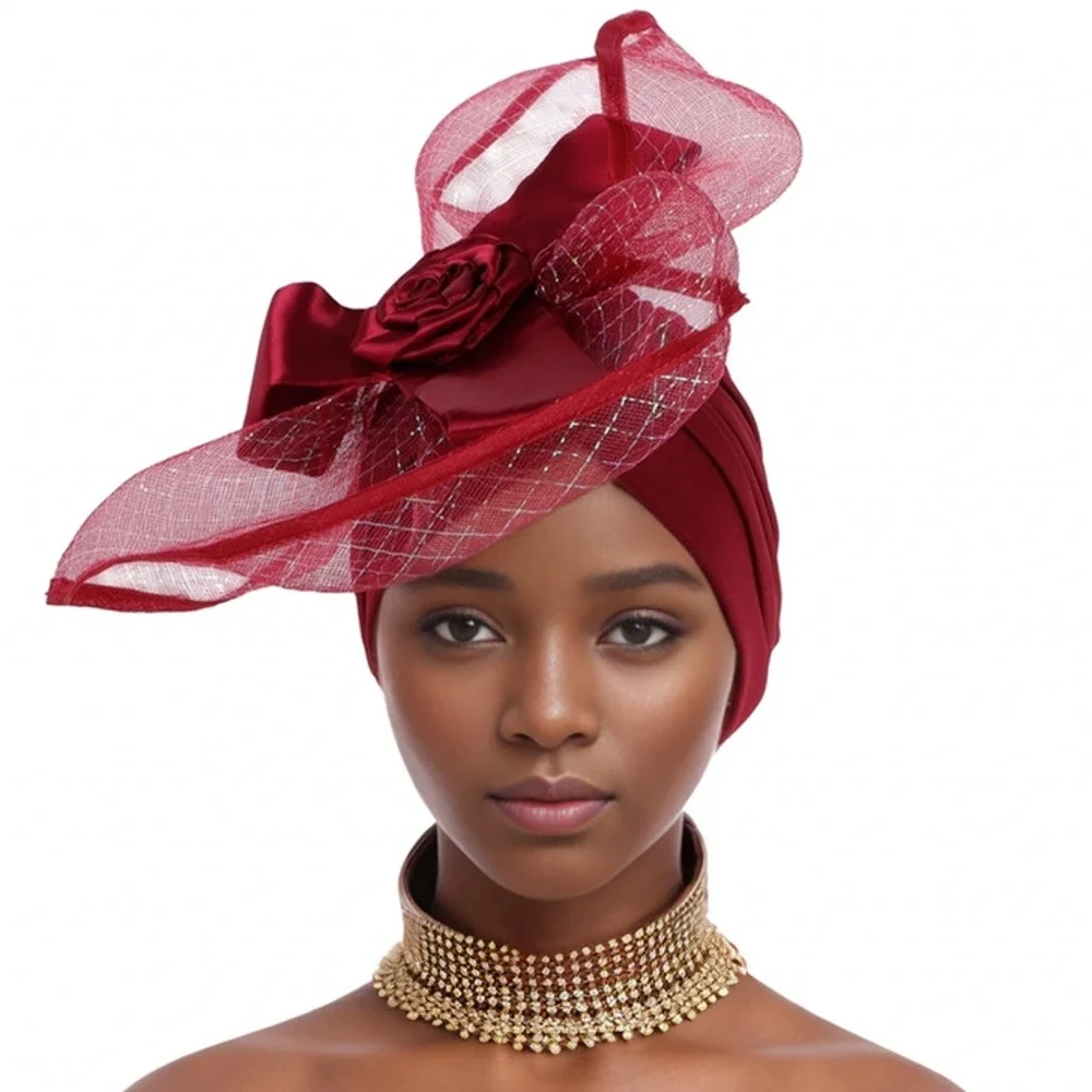 Turbante Africano Gele con Lentejuelas para Mujer, Gorro Turbante Nigeriano para Boda, Pañuelo Musulmán para la Cabeza, Turbante Mujer 2024